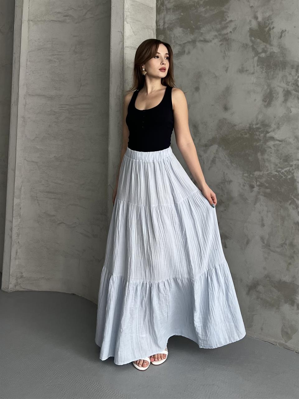 Astarlı Uzun Fırfırlı Bebe Mavisi Etek