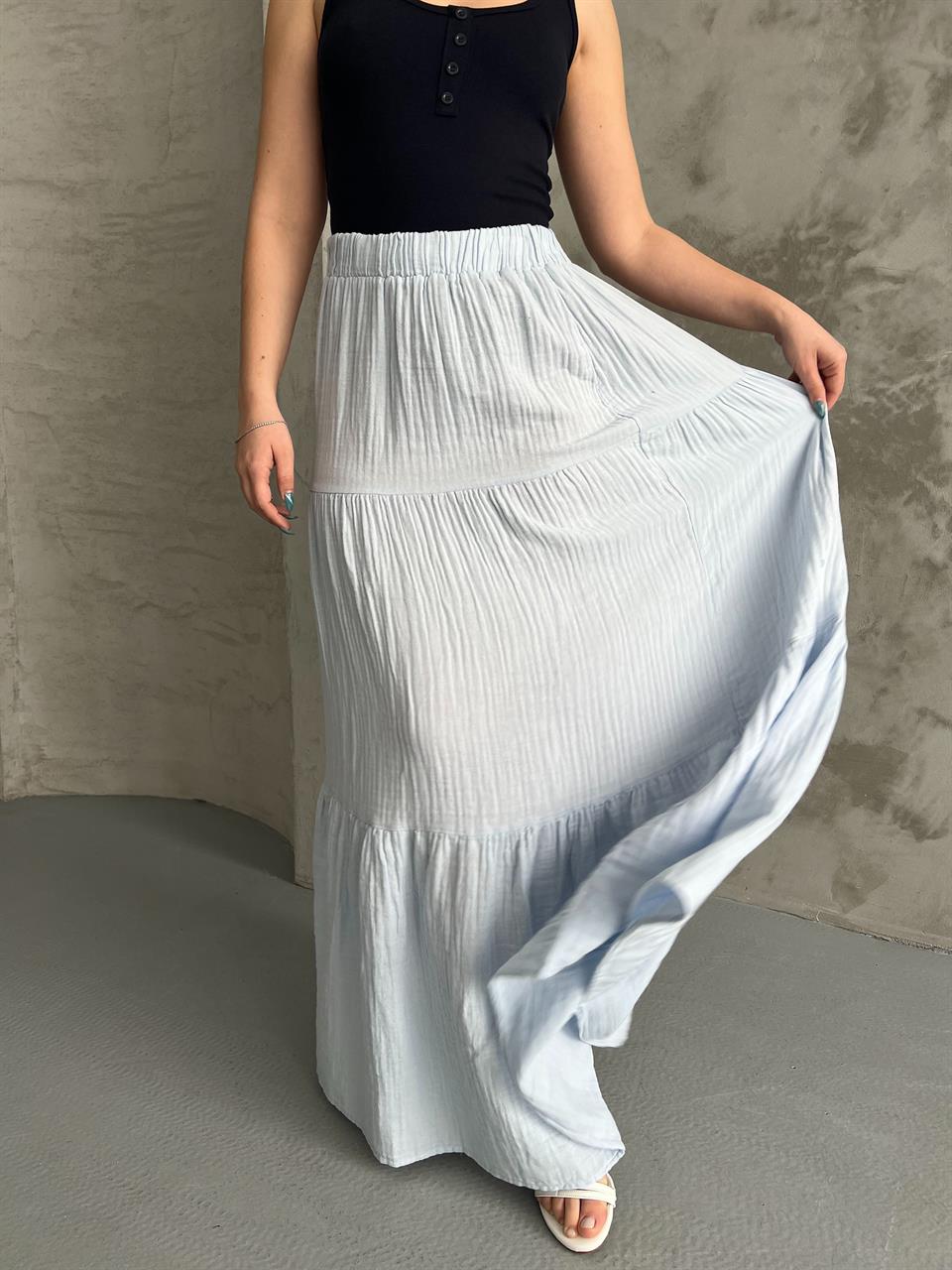 Astarlı Uzun Fırfırlı Bebe Mavisi Etek