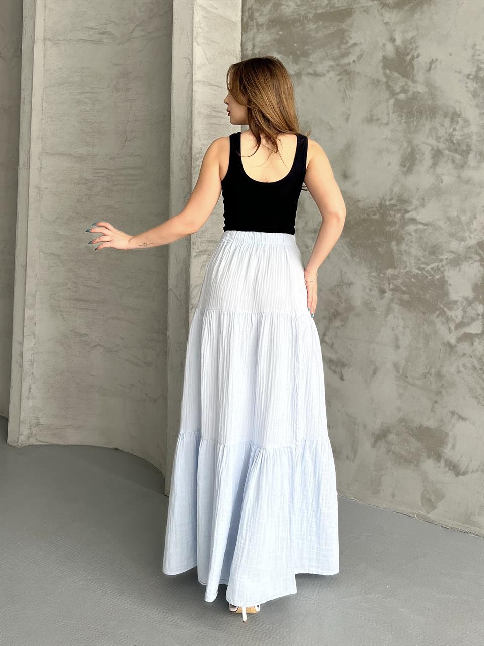 Astarlı Uzun Fırfırlı Bebe Mavisi Etek