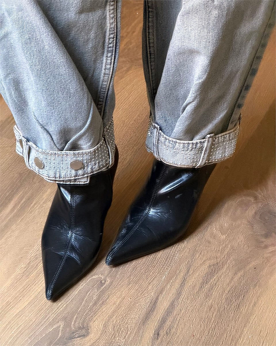 Astra Taş Detaylı Denim İkili Takım