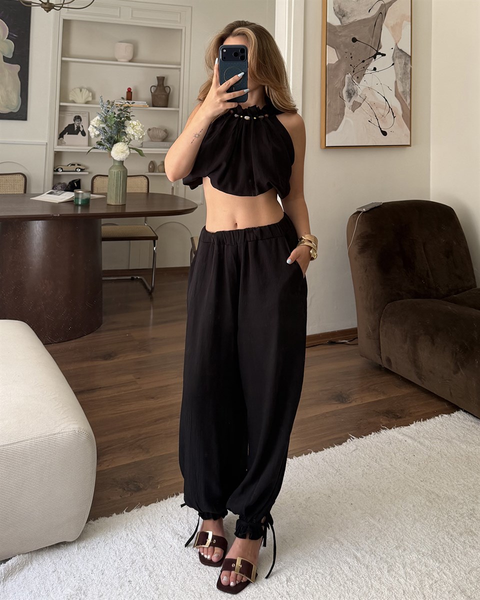 Athena Siyah Bluz Pantolon Takım