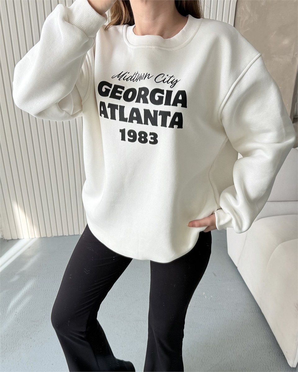 Atlanta1983 Beyaz Kolej Sweatshirt