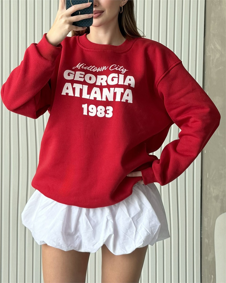 Atlanta1983 Kırmızı Kolej Sweatshirt