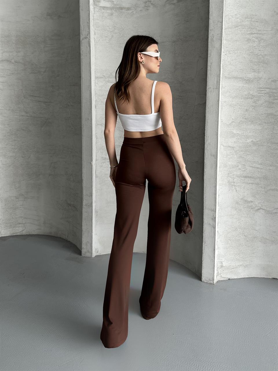 Bağlama Detaylı Kahverengi Tayt