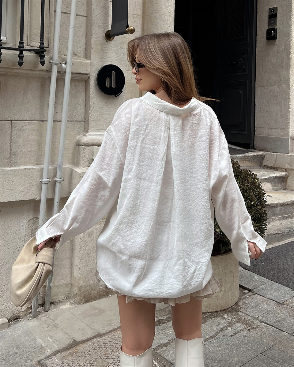 Bambu Oversize Beyaz Gömlek