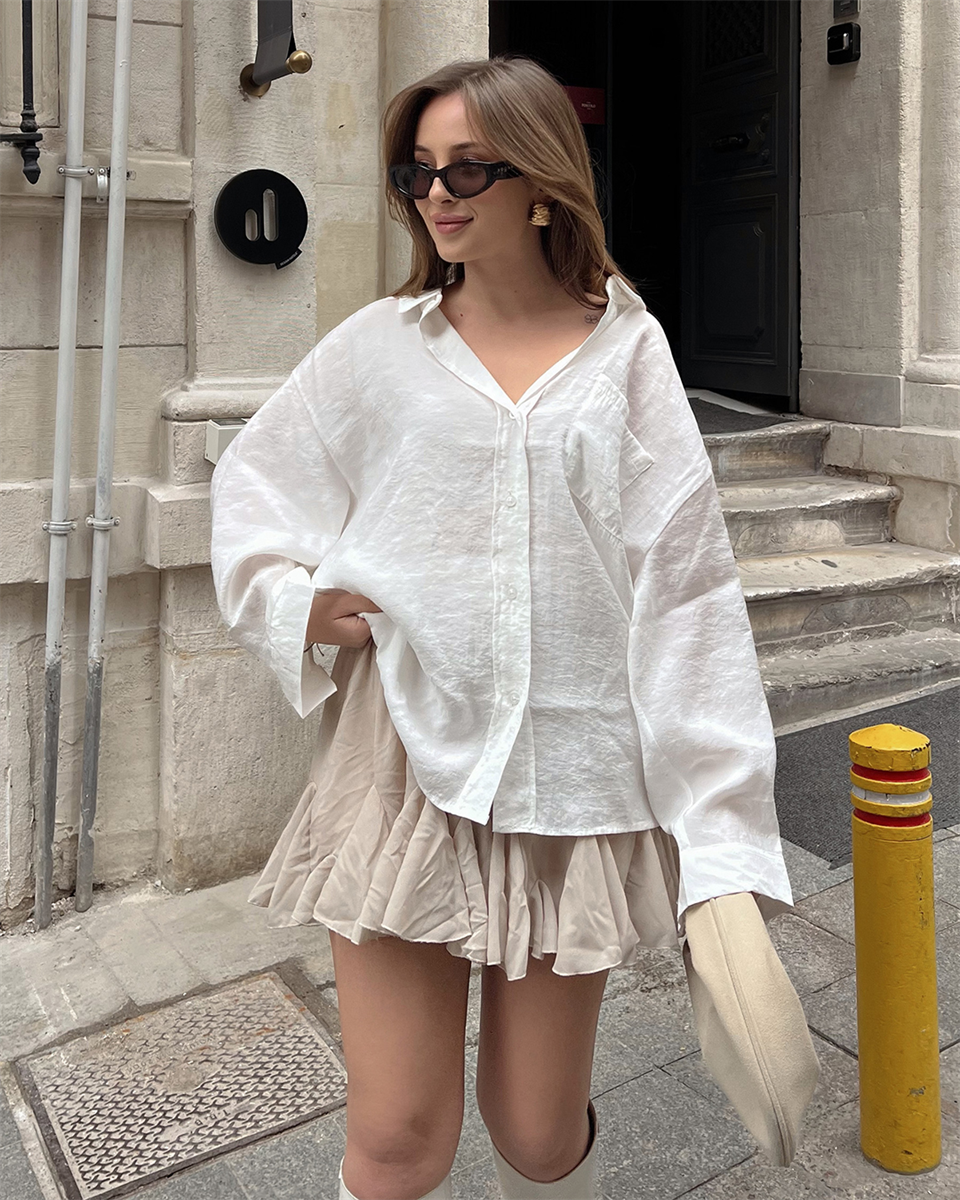 Bambu Oversize Beyaz Gömlek