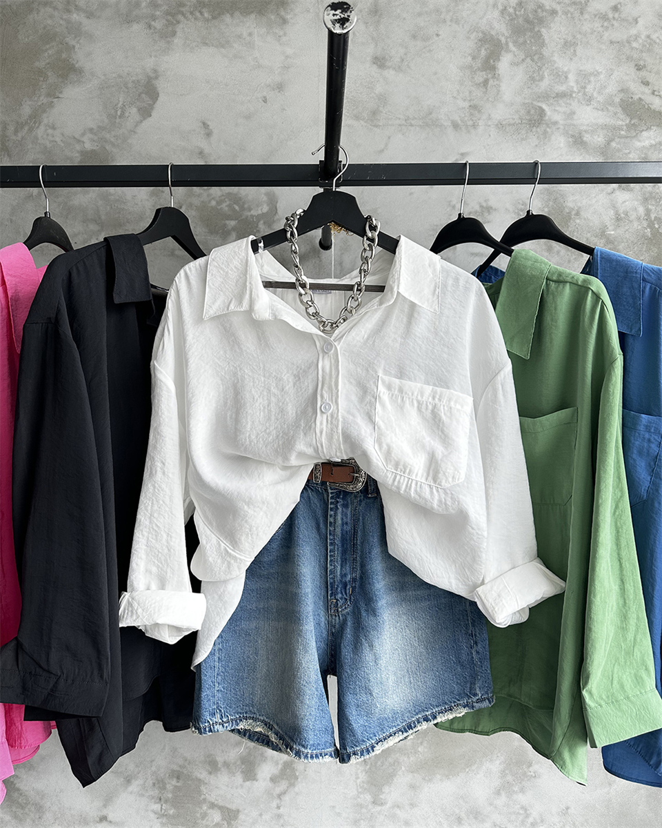 Bambu Oversize Beyaz Gömlek