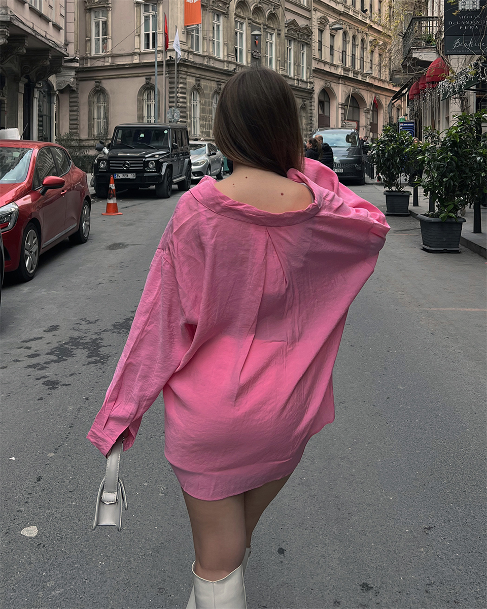 Bambu Oversize Fuşya Gömlek