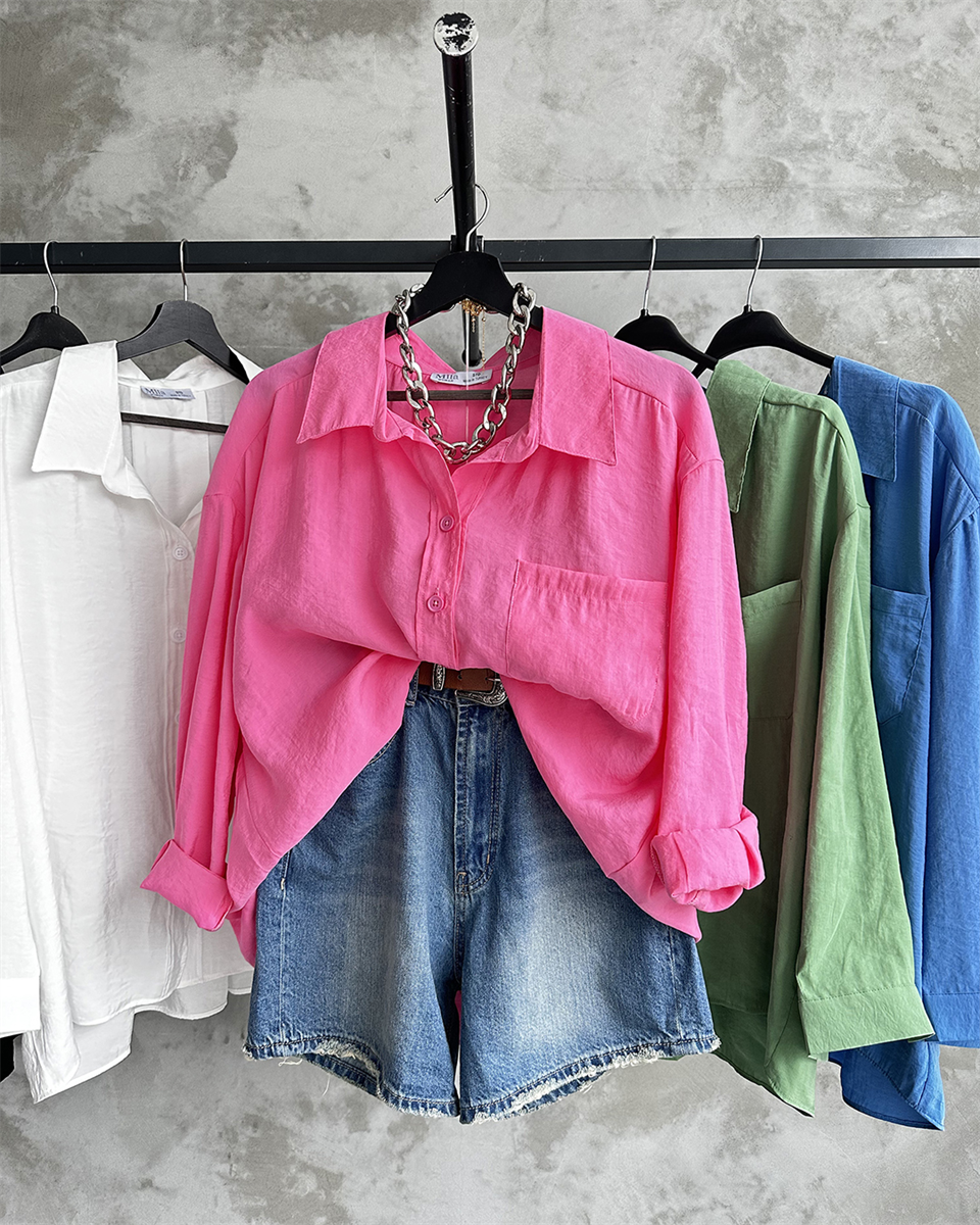 Bambu Oversize Fuşya Gömlek