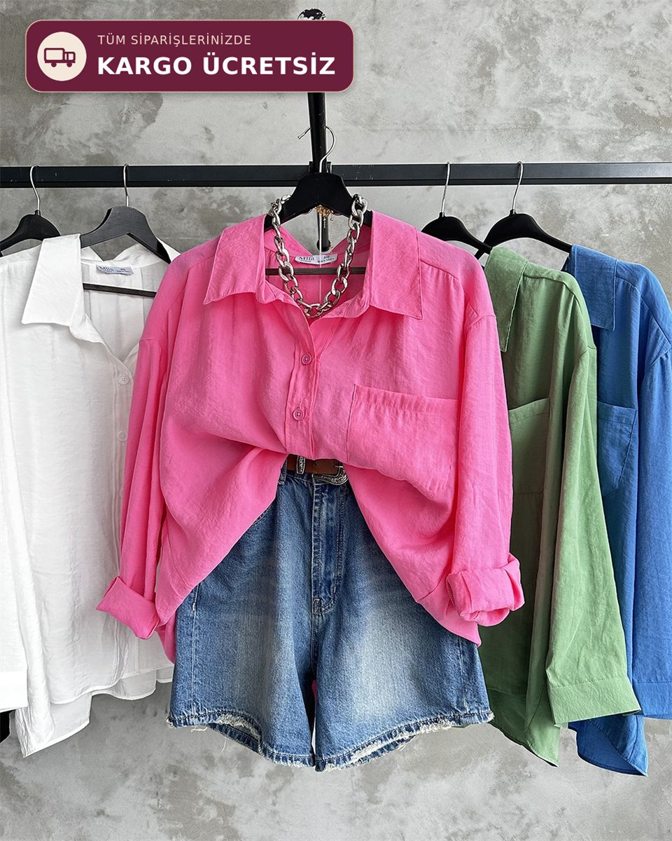Bambu Oversize Fuşya Gömlek