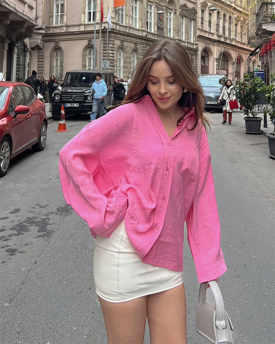 Bambu Oversize Fuşya Gömlek