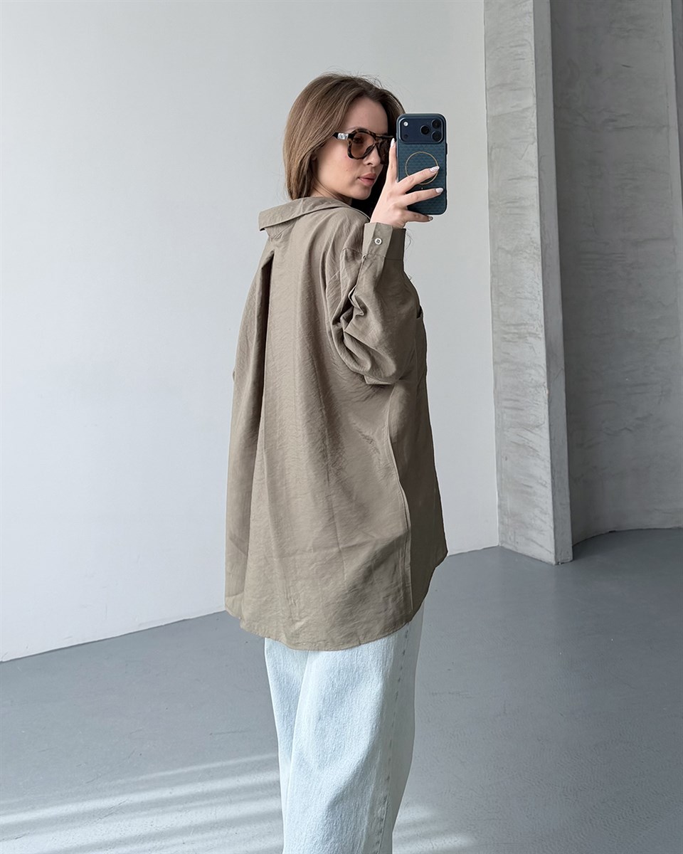 Bambu Oversize Haki Gömlek