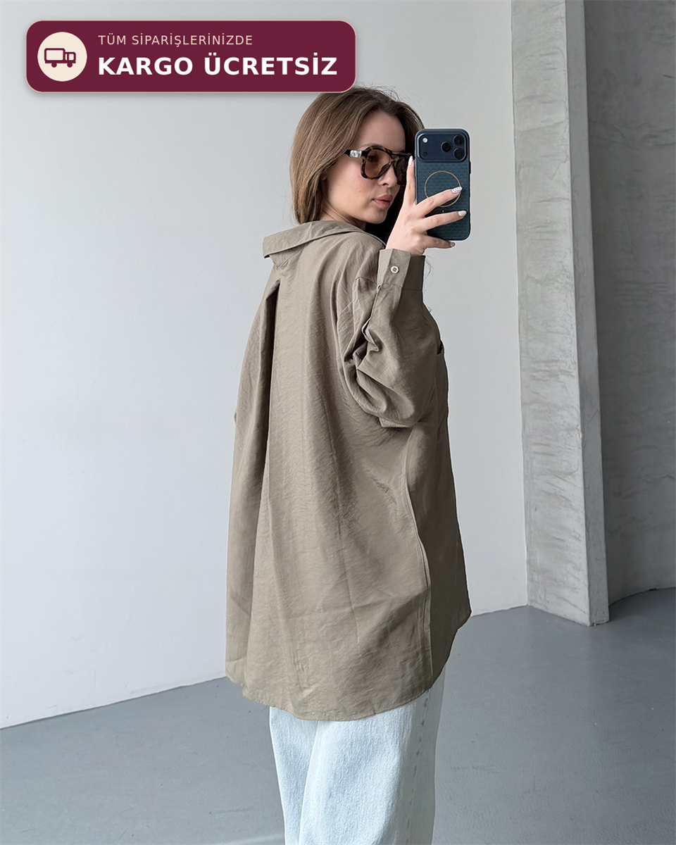 Bambu Oversize Haki Gömlek