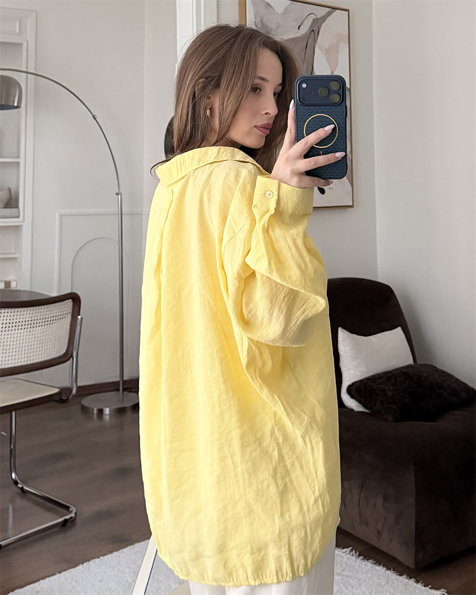 Bambu Oversize Sarı Gömlek