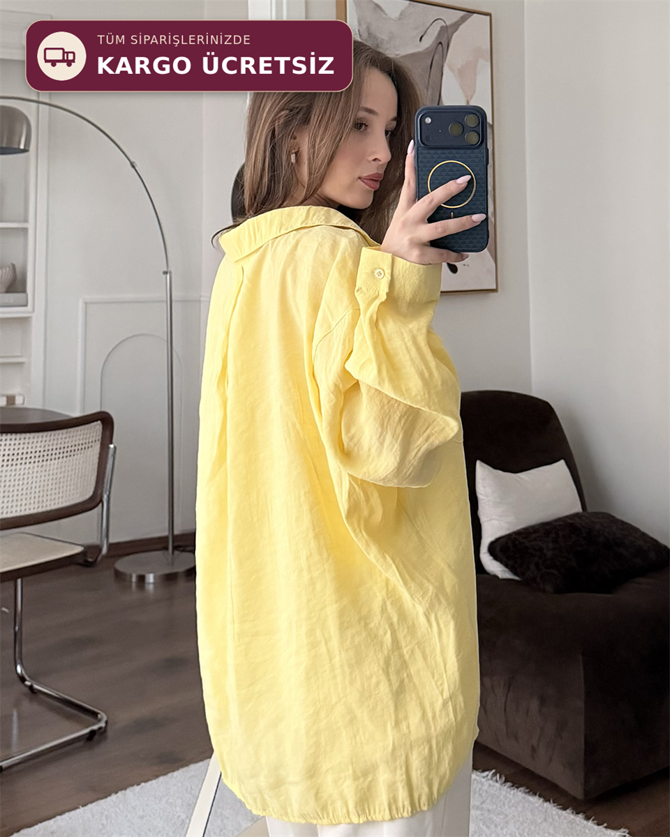 Bambu Oversize Sarı Gömlek