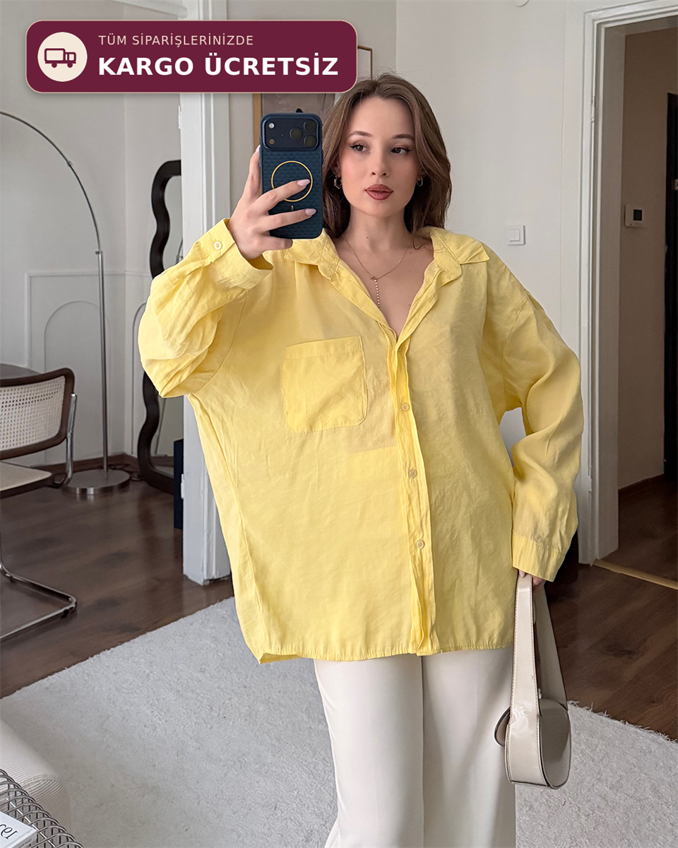 Bambu Oversize Sarı Gömlek