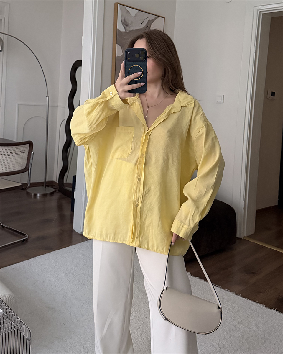 Bambu Oversize Sarı Gömlek