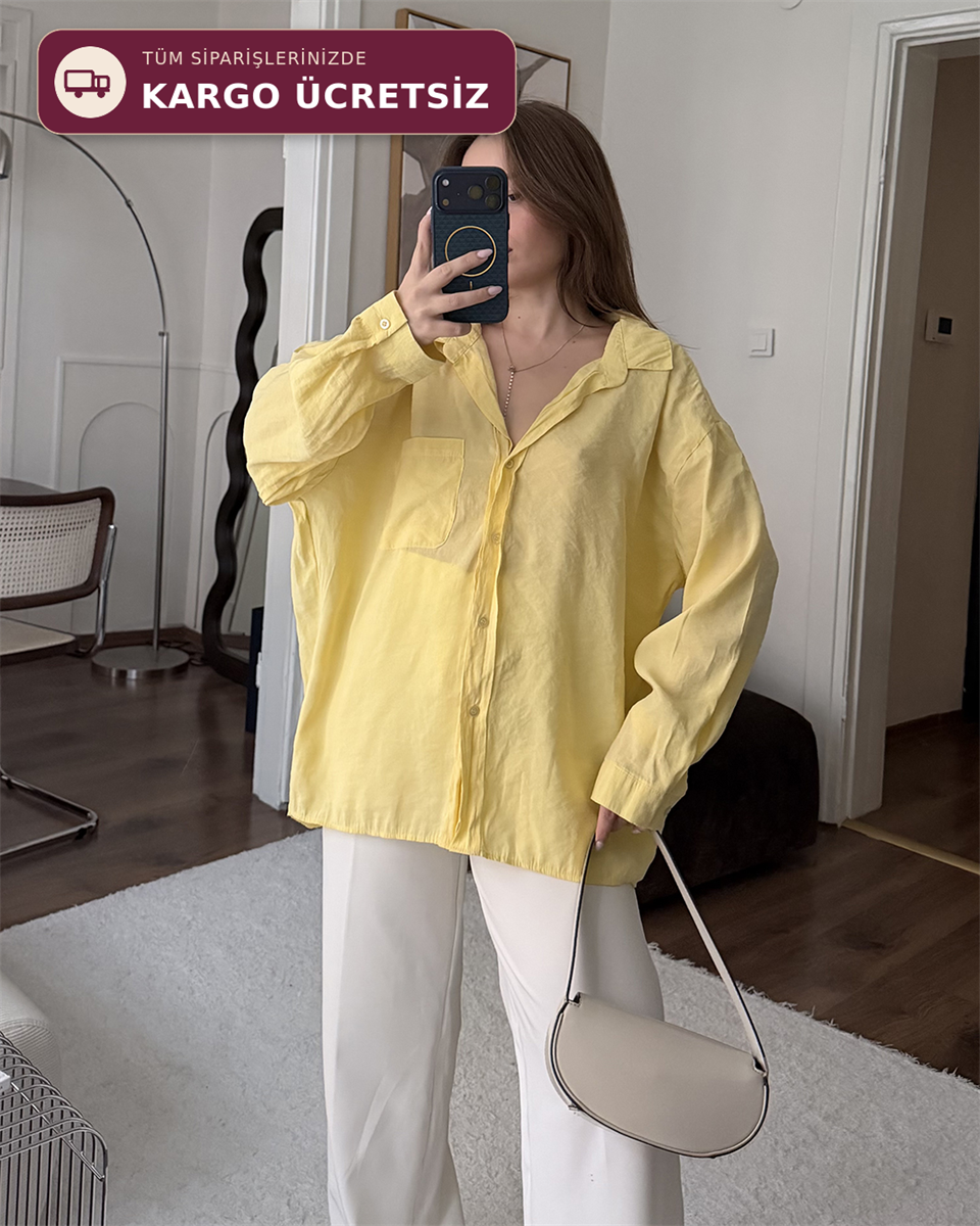 Bambu Oversize Sarı Gömlek