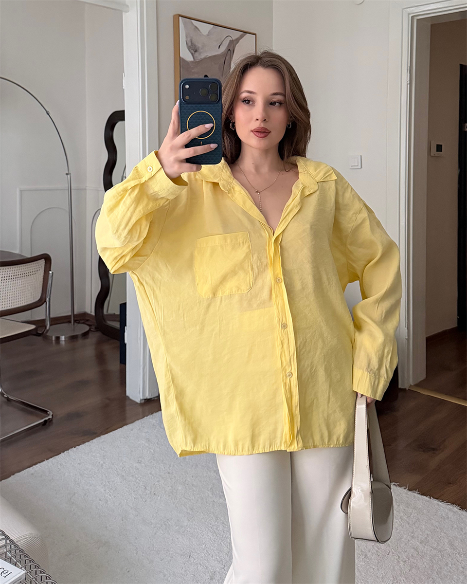 Bambu Oversize Sarı Gömlek