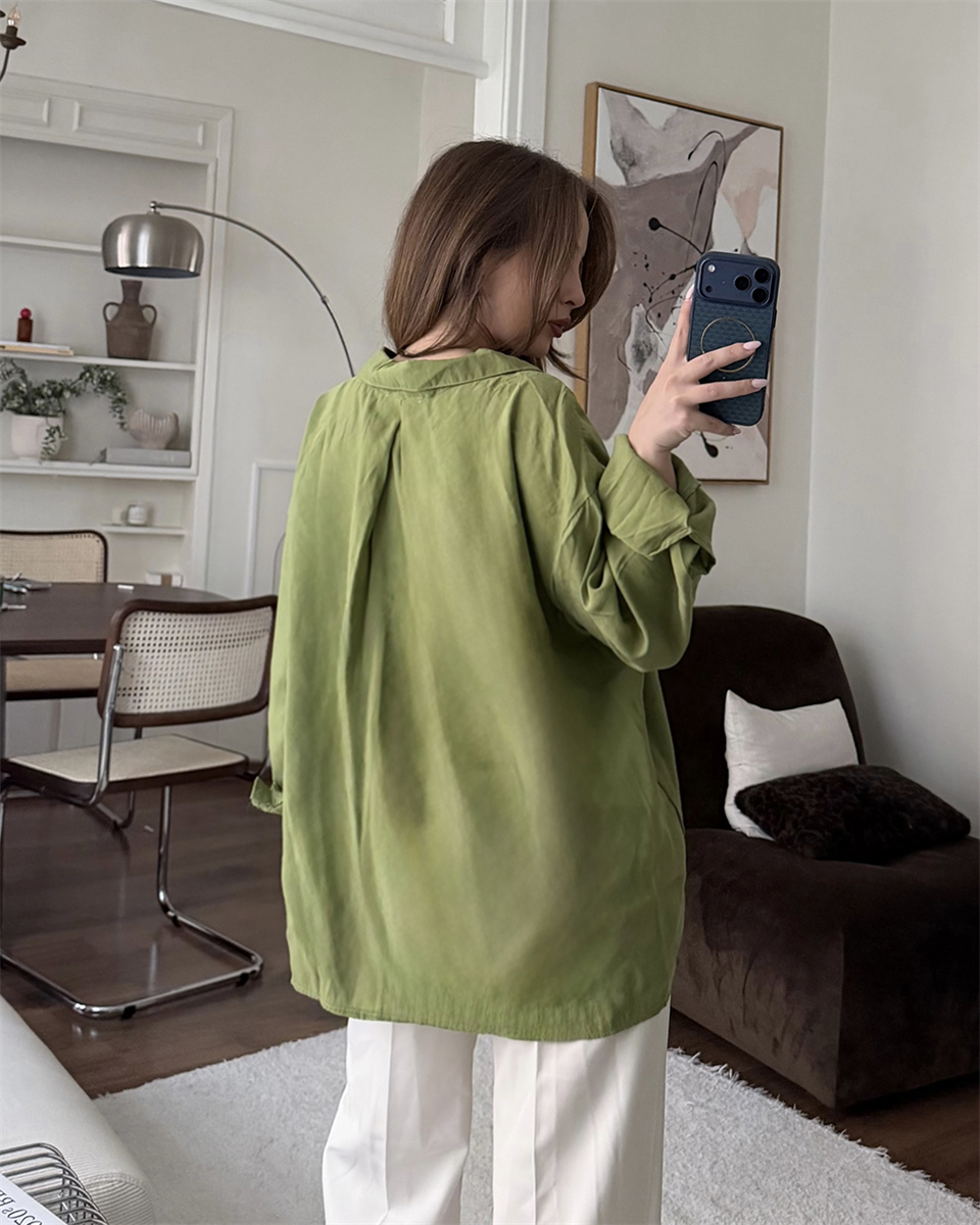 Bambu Oversize Yeşil Gömlek
