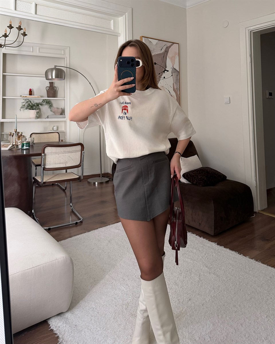 Baskılı Unisex Beyaz Tişört