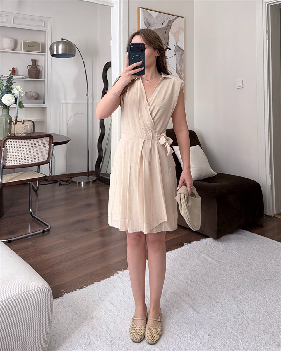 Bej Anvelop Kesim Elbise