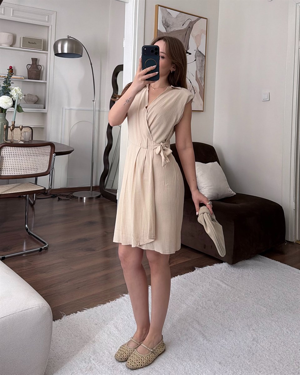 Bej Anvelop Kesim Elbise