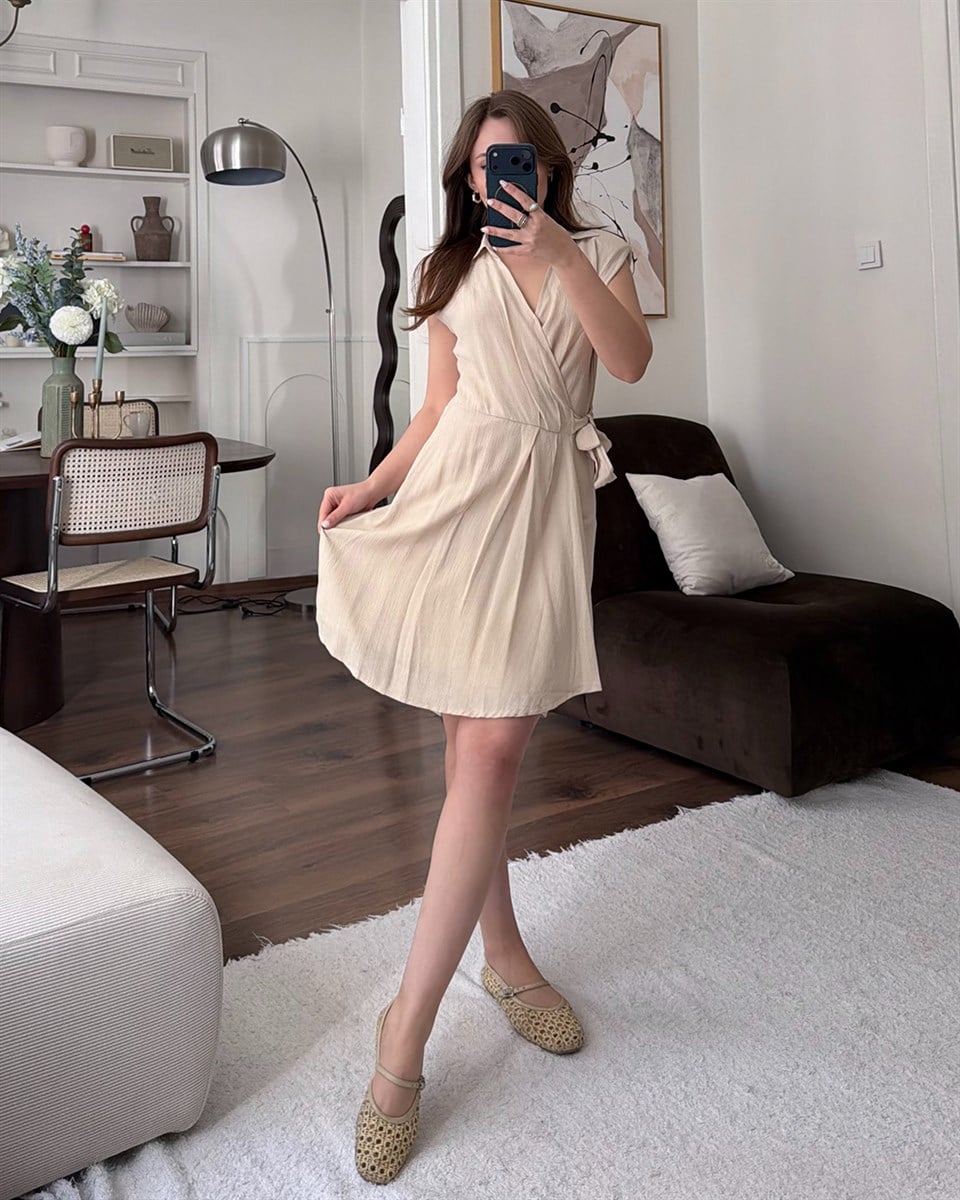 Bej Anvelop Kesim Elbise