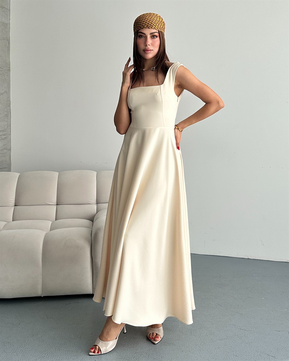 Bej Helen Maxi Elbise