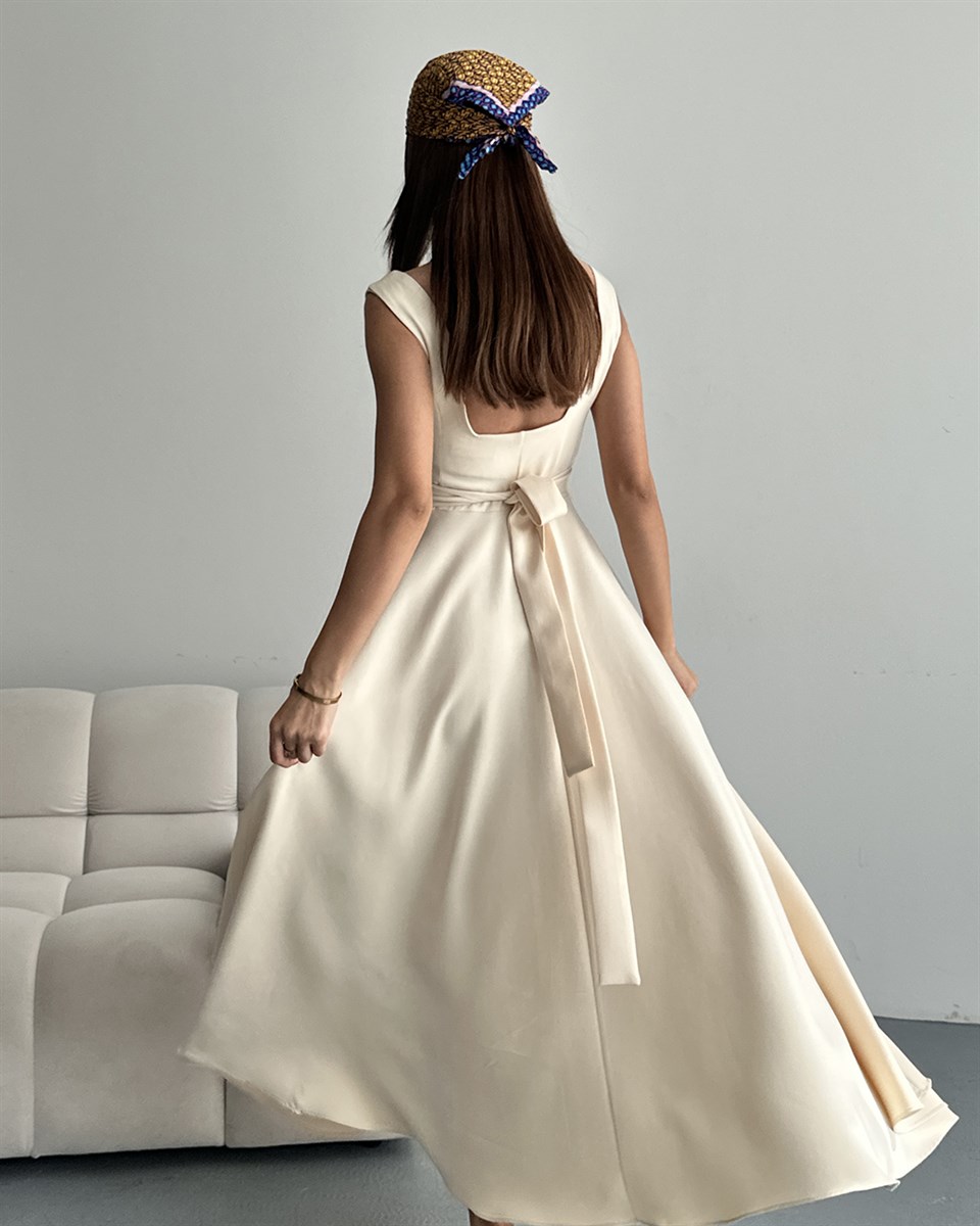 Bej Helen Maxi Elbise