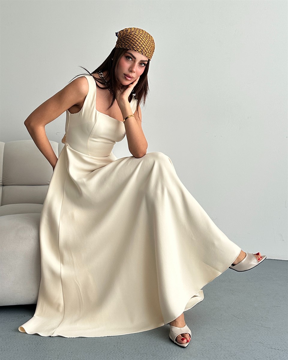 Bej Helen Maxi Elbise