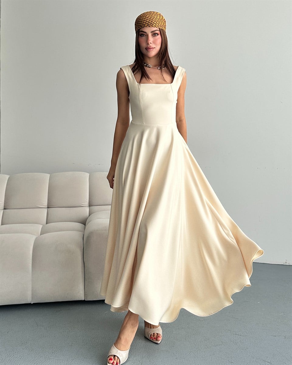 Bej Helen Maxi Elbise