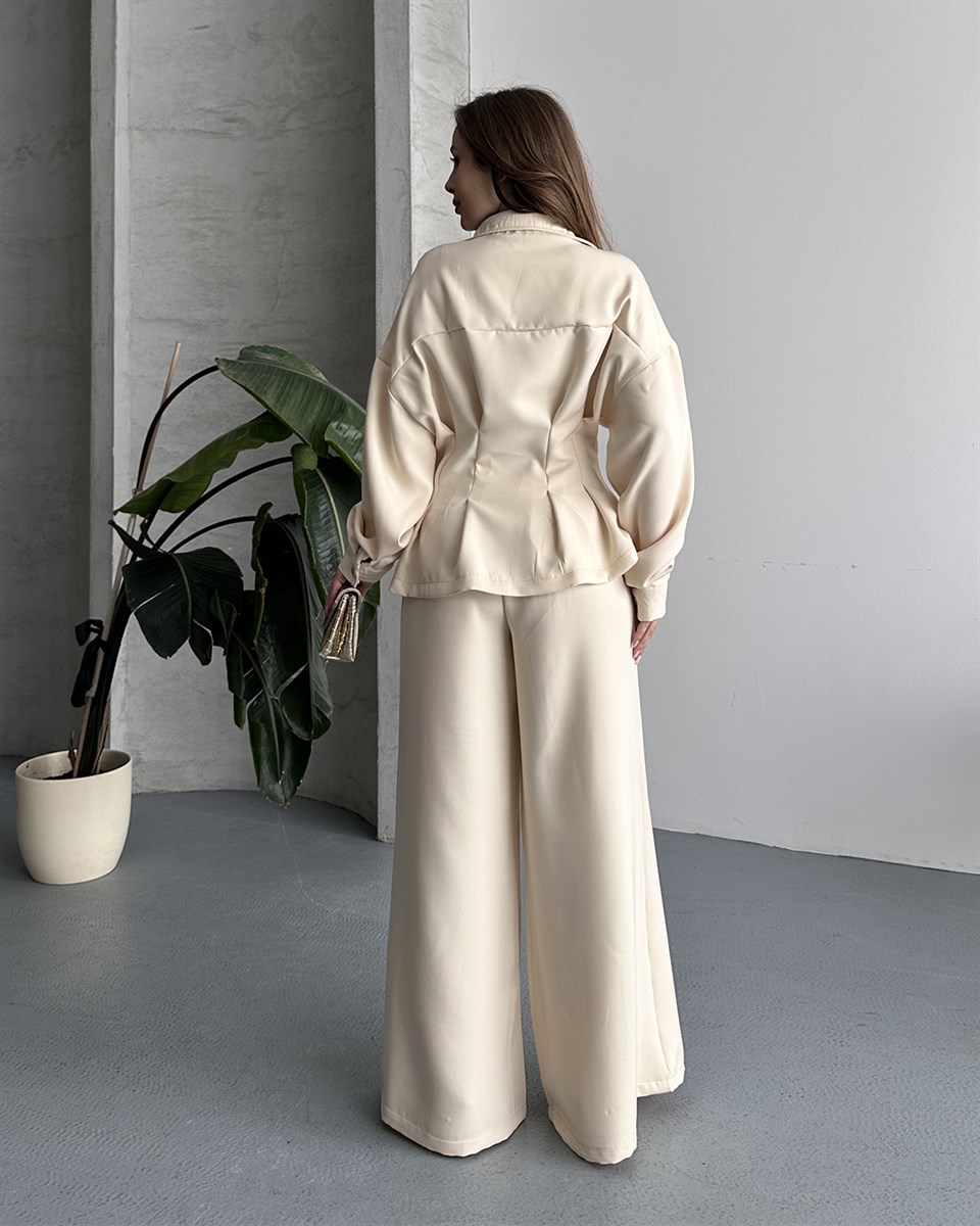 Bel Formlu Taş Gömlek Pantolon Takım