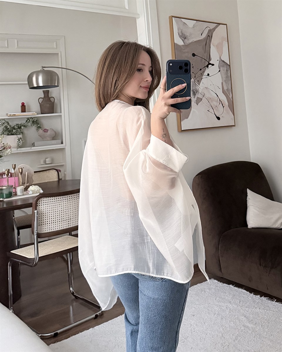 Bohem Beyaz Şifon Bluz