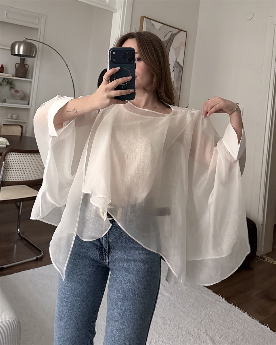 Bohem Beyaz Şifon Bluz