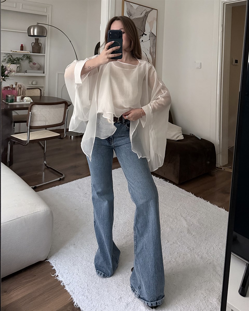 Bohem Beyaz Şifon Bluz