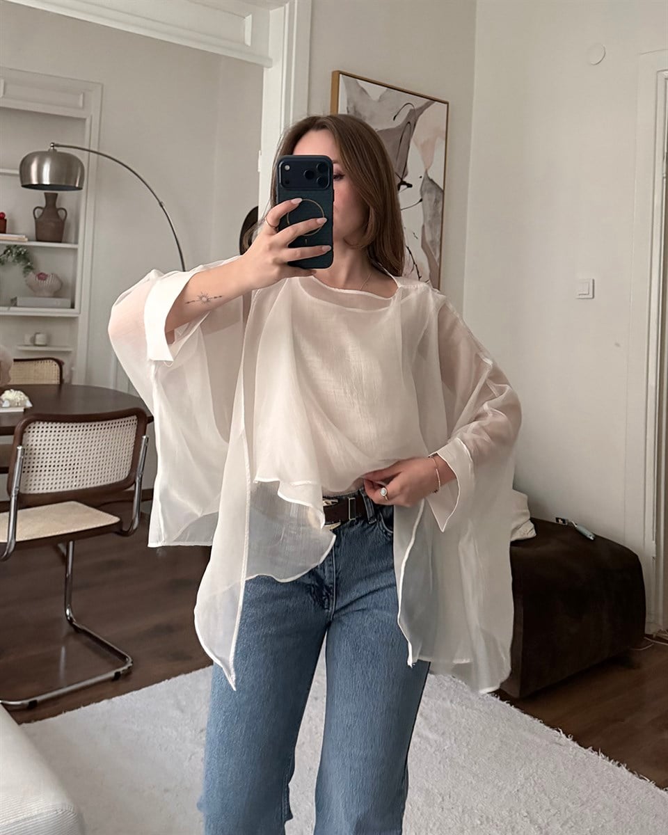 Bohem Beyaz Şifon Bluz