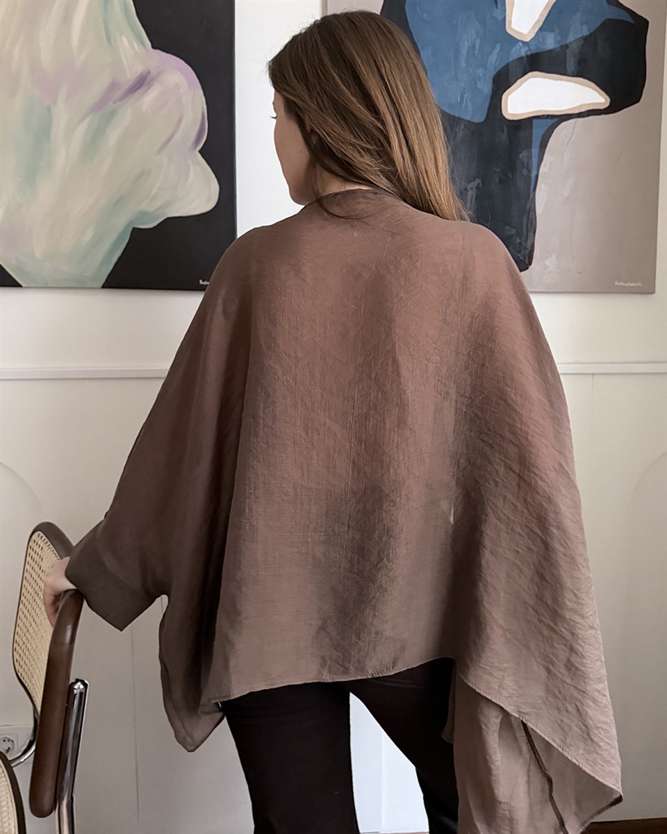 Bohem Kahverengi Şifon Bluz