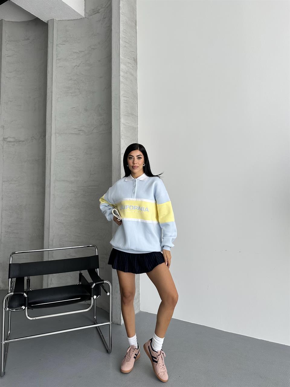 California Nakışlı Bebe Mavisi Sweatshirt