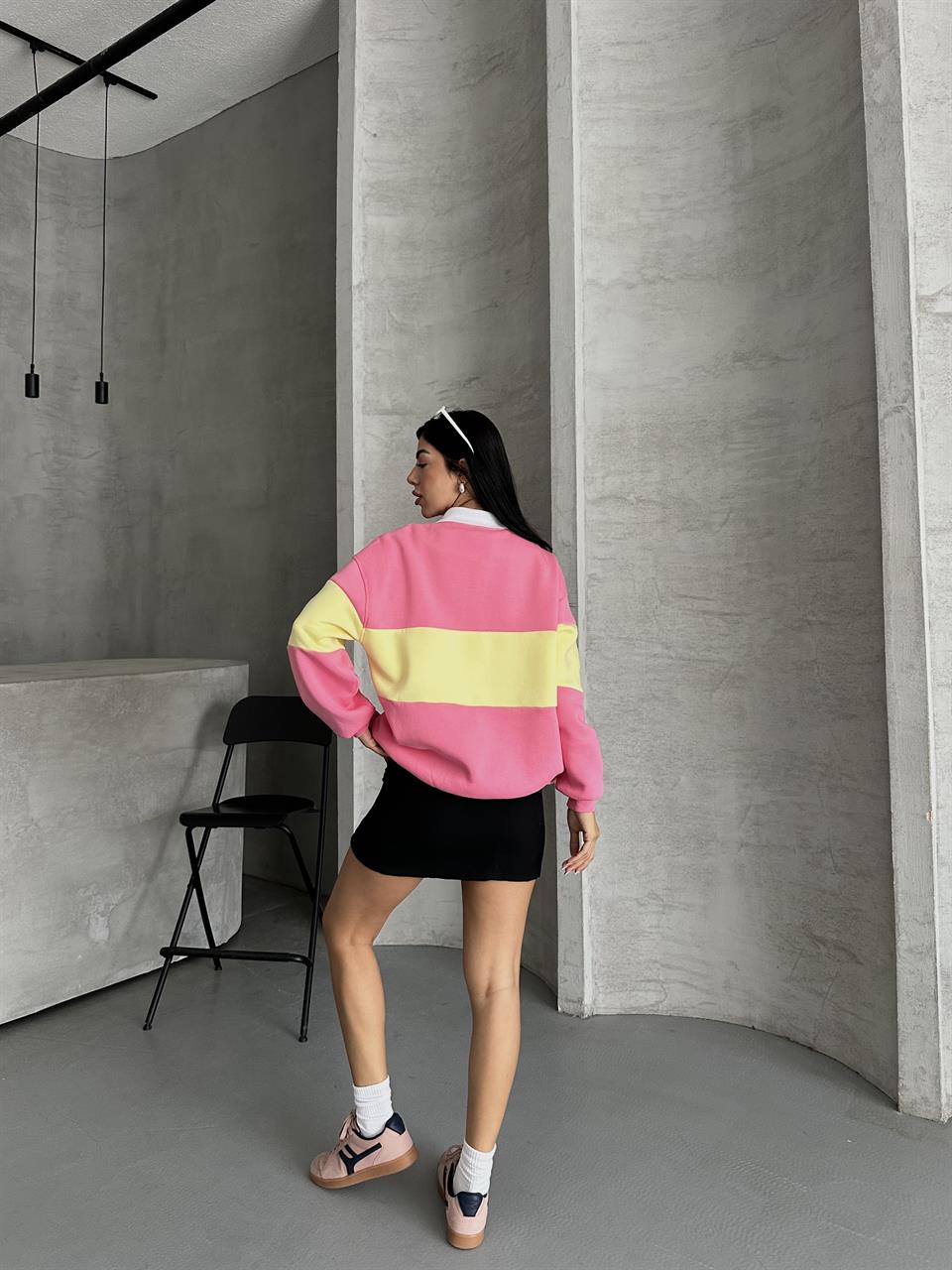 California Nakışlı Fuşya Sweatshirt