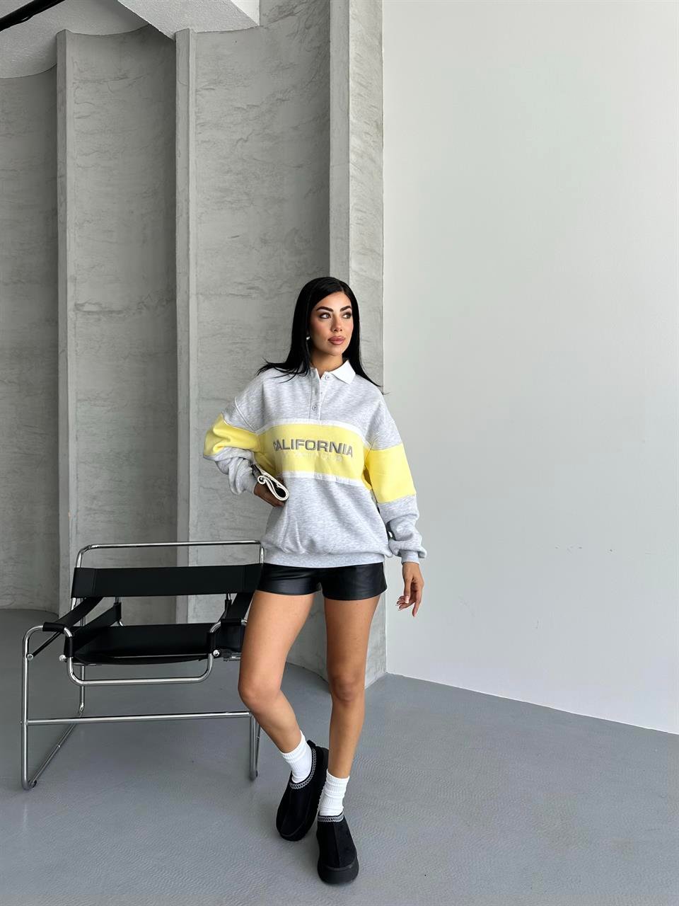 California Nakışlı Melanj Sweatshirt