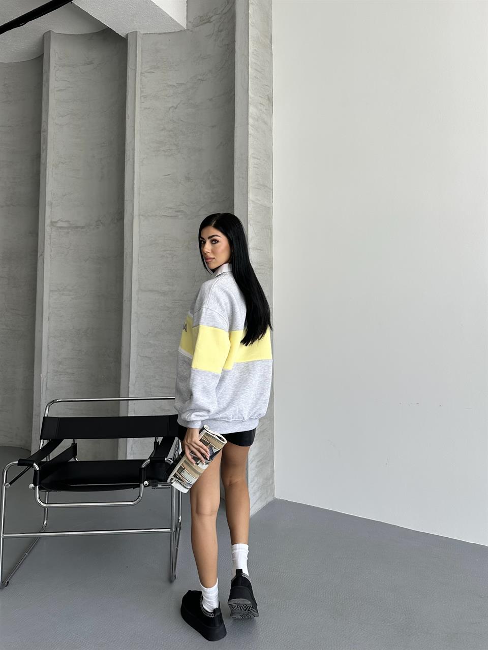 California Nakışlı Melanj Sweatshirt