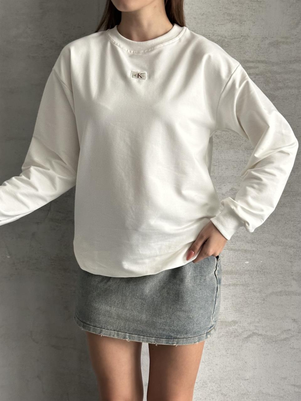 Ceka Unisex Beyaz Sweatshirt