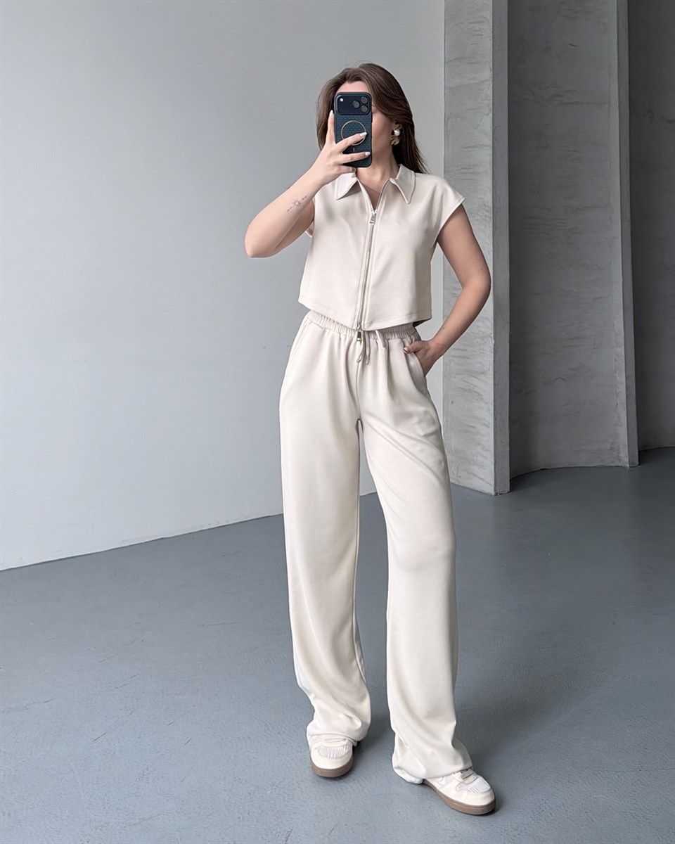 Çift Fermuar Taş Eşofman Takımı