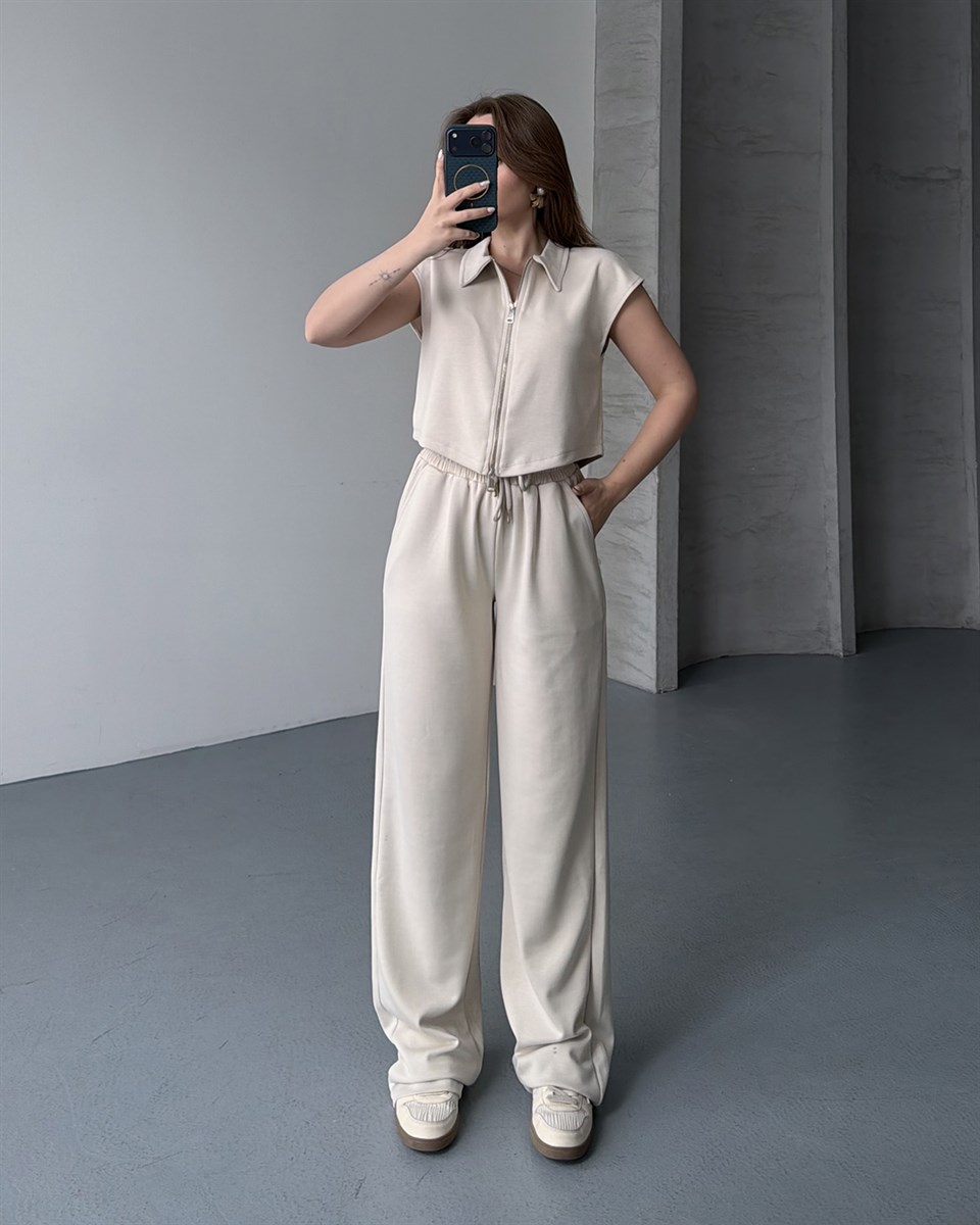 Çift Fermuar Taş Eşofman Takımı