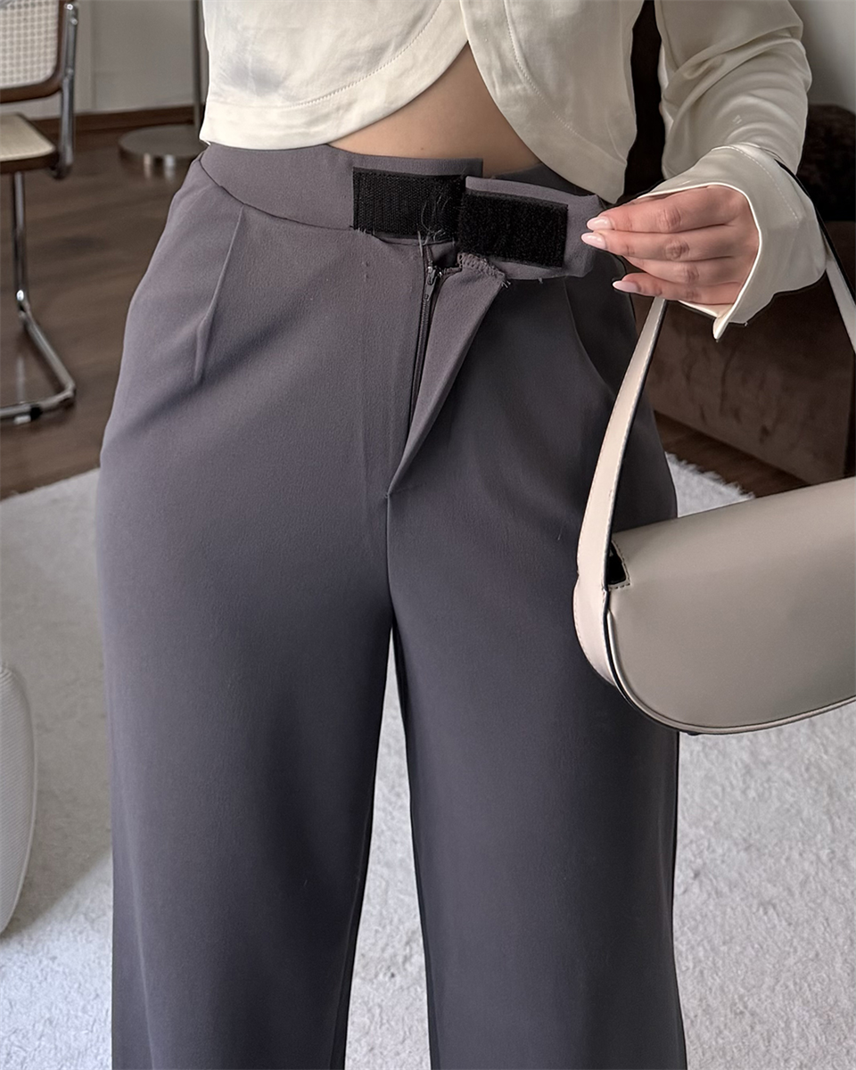 Cırtlı Antrasit Palazzo Pantolon