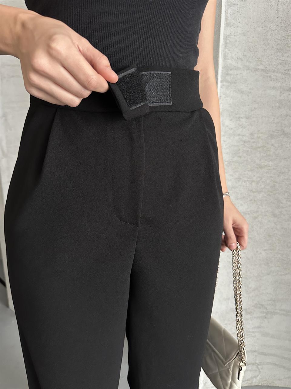 Cırtlı Siyah Palazzo Pantolon