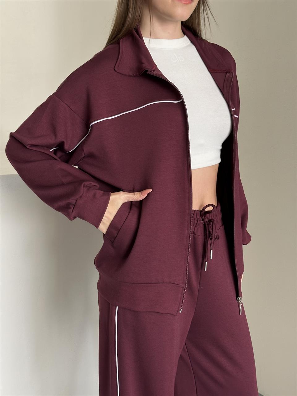 Çizgili Spor Bordo İkili Takım