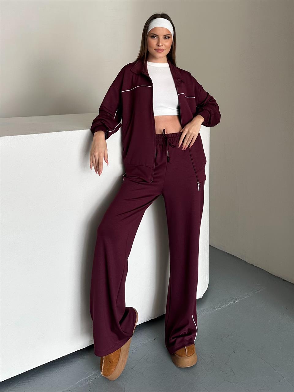 Çizgili Spor Bordo İkili Takım