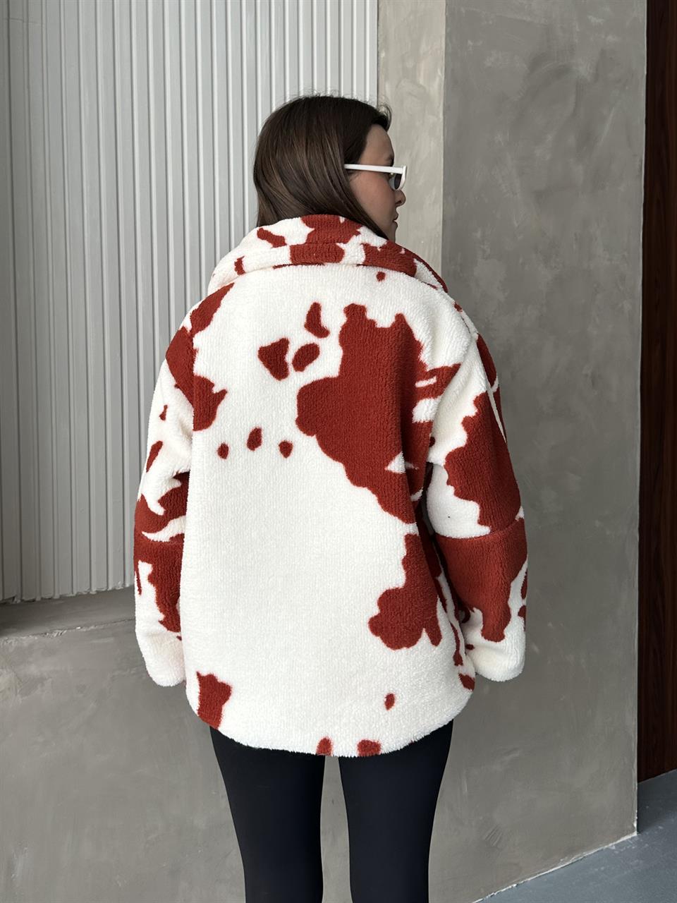 Cow Kırmızı Peluş Mont